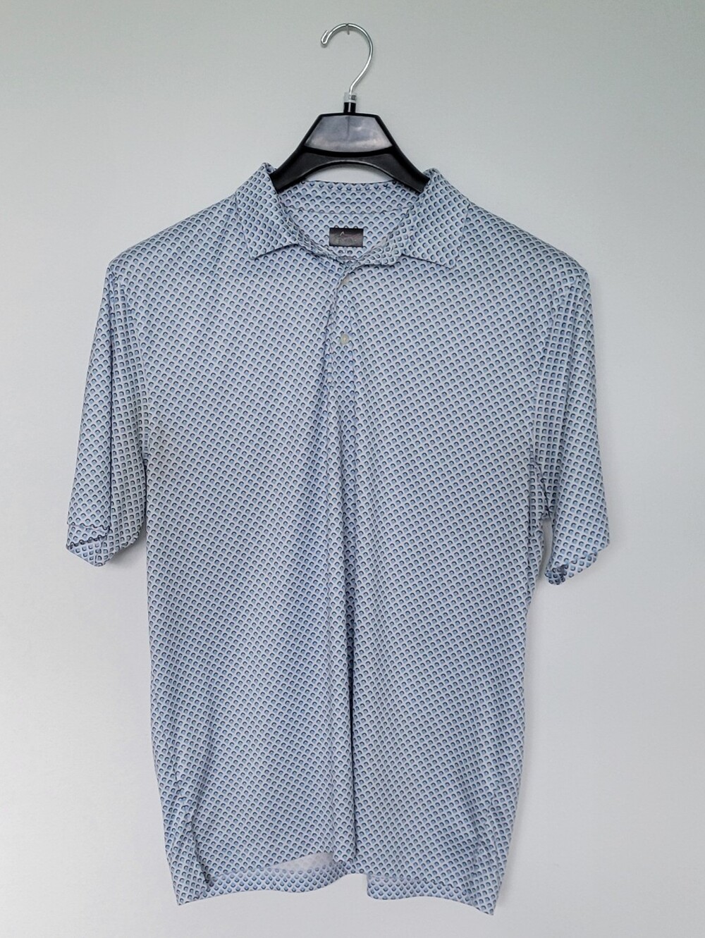 Greg Norman Men's Blue Geometric Performance Golf Polo Shirt